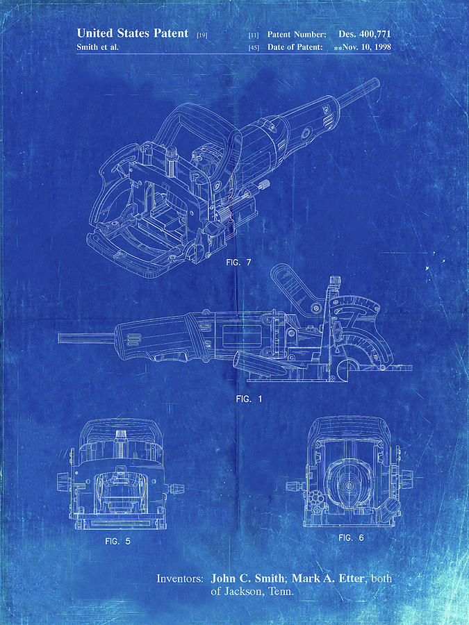 Tool Digital Art - Pp989-faded Blueprint Plate Joiner Patent Poster by Cole Borders