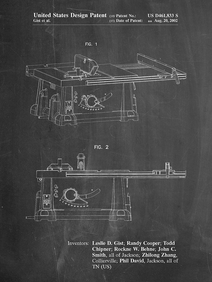 Tool Digital Art - Pp999-chalkboard Porter Cable Table Saw Patent Poster by Cole Borders