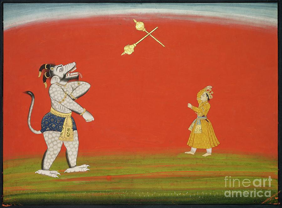 Pradyumna And Samvara Fight With Maces Drawing by Heritage Images