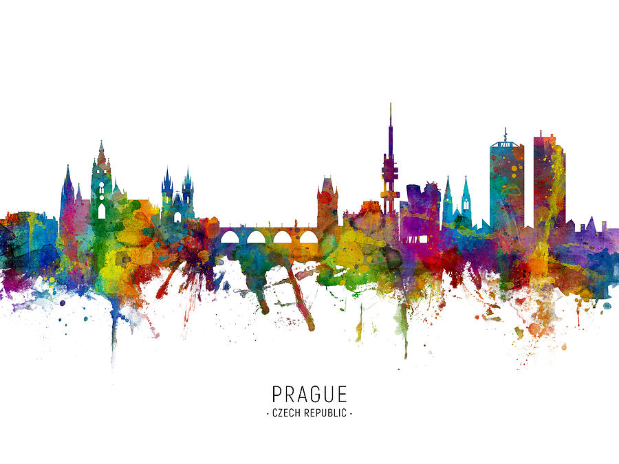Prague Czech Republic Skyline Digital Art by Michael Tompsett