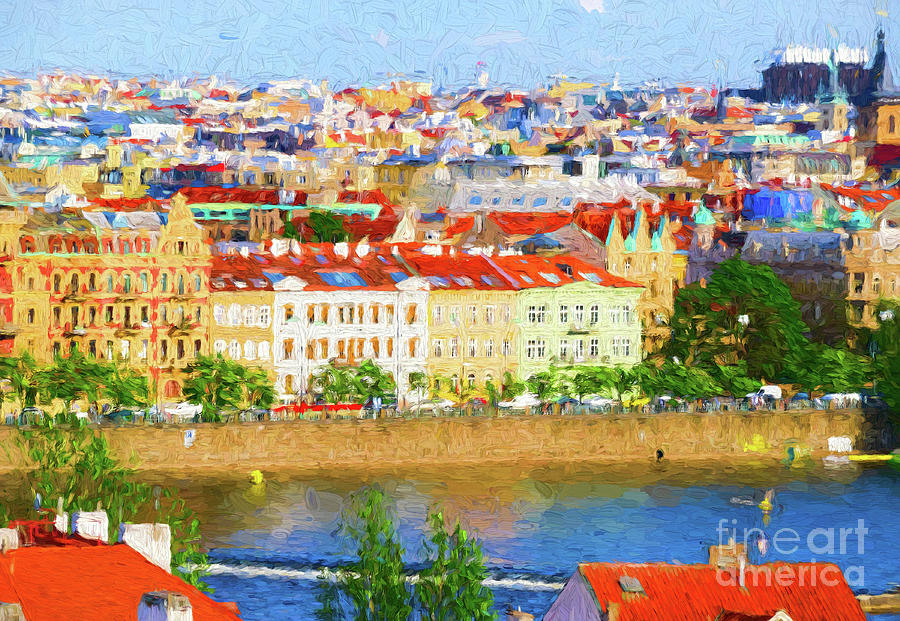 Prague - painterly Digital Art by Les Palenik