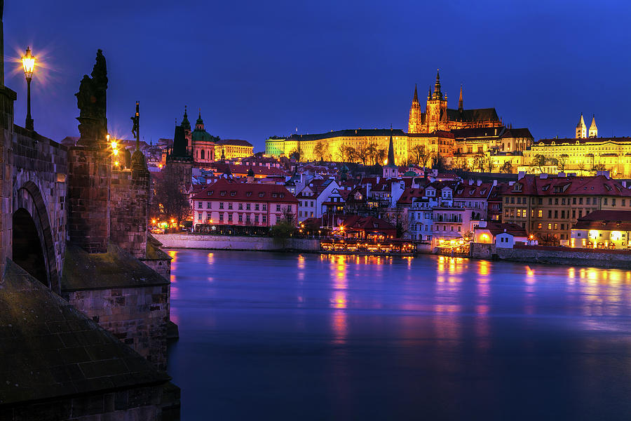Castle Photograph - Prague Sparkling at Twilight by Andrew Soundarajan