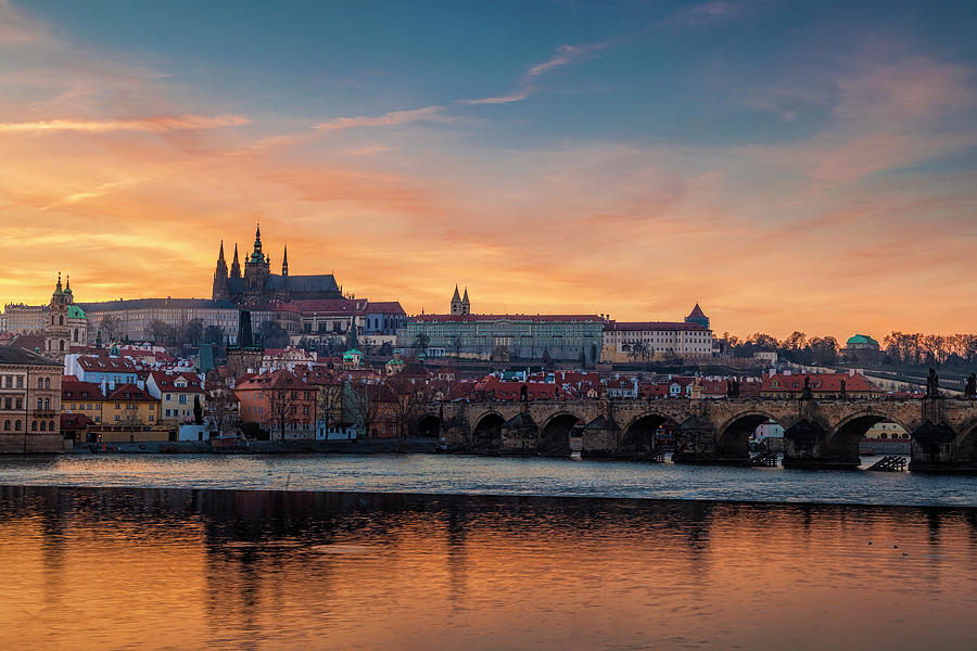 Castle Photograph - Prague Sunset by Andrew Soundarajan
