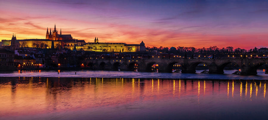 Prague Sunset Panorama Photograph
