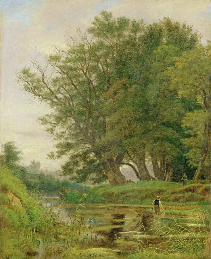 Praterlandschaft - Landscape in the Prater Gardens, Vienna. 1861 Canvas,45 x 37 cm Inv.71.341. Painting by Jacob Alt
