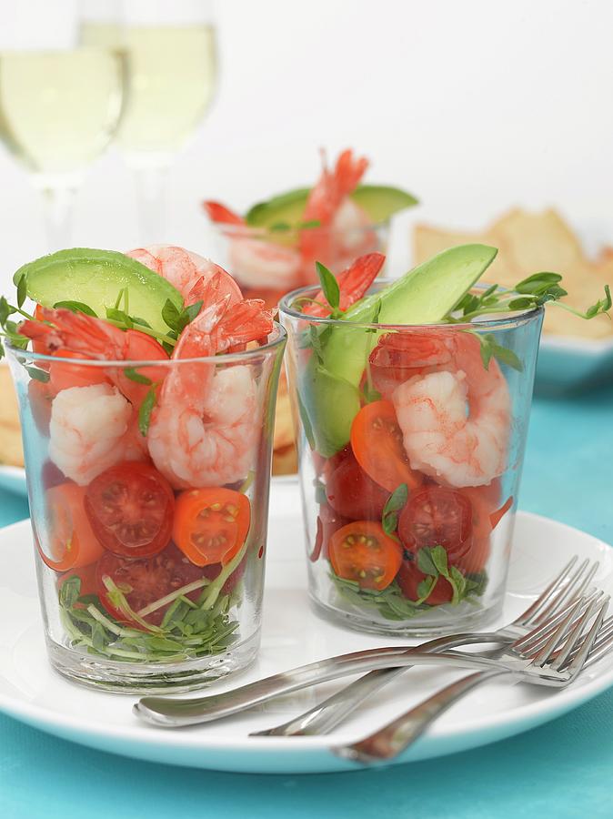 Prawn Salad In Shot Glasses Photograph by Kurt Wilson - Fine Art America