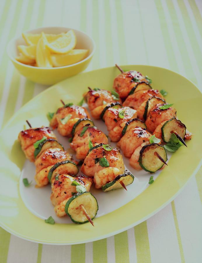 Prawn Skewers With Zucchini Photograph by Jonathan Gregson