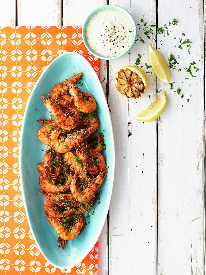 Prawns With Smoked Peppers And Lemon Aioli Photograph by Great Stock!