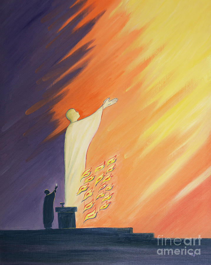 Pray With Christ Who Reaches Out To The Father In The Burning Love Of The Holy Spirit Painting by Elizabeth Wang
