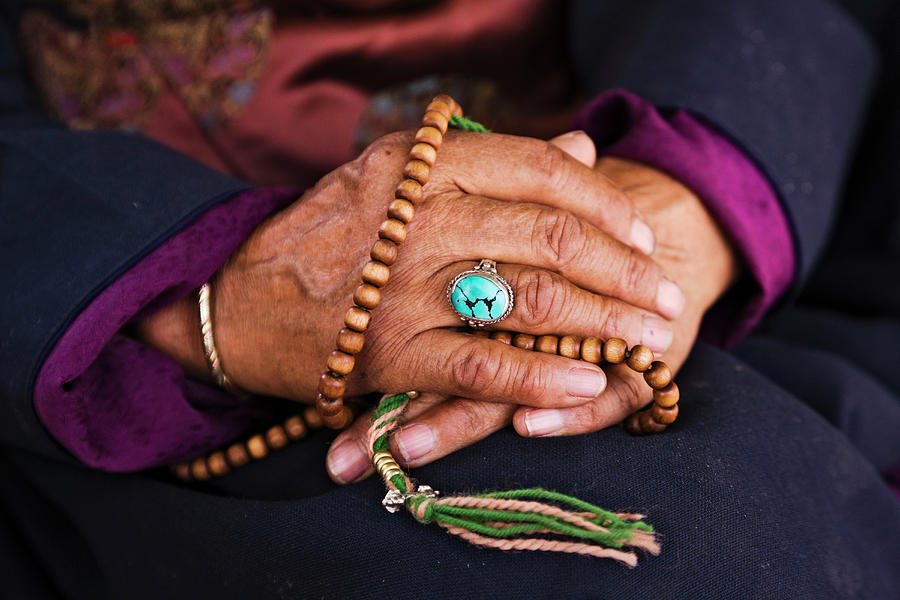Prayer Beads In A Womans Hands Photograph by Jeremy Woodhouse