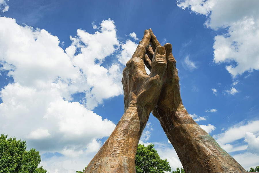 Praying Hands with Clouds - Tulsa Oklahoma Photograph by Gregory Ballos