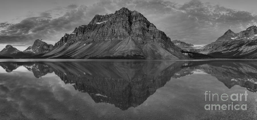 Pre Sunrise Bow Lake Panorama Black And White Photograph by Adam Jewell