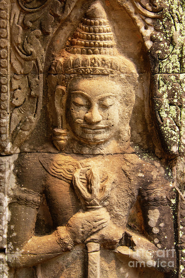 Landmark Photograph - Preah Khan Temple Bas Relief by Bob Phillips
