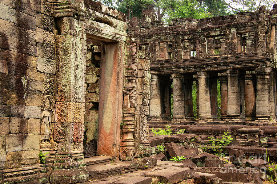 Preah Khan Temple Columns Photograph by Bob Phillips