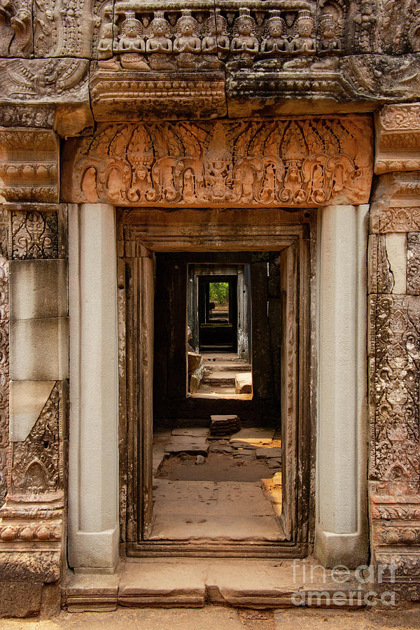 Preah Khan Temple Doors and Carvings Photograph by Bob Phillips