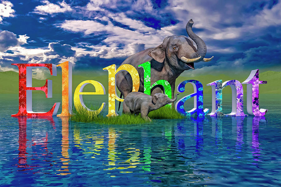 Elephant Digital Art - Precious E Is For Elephant by Betsy Knapp Elephant Digital Art - Precious E Is For Elephant by Betsy Knapp