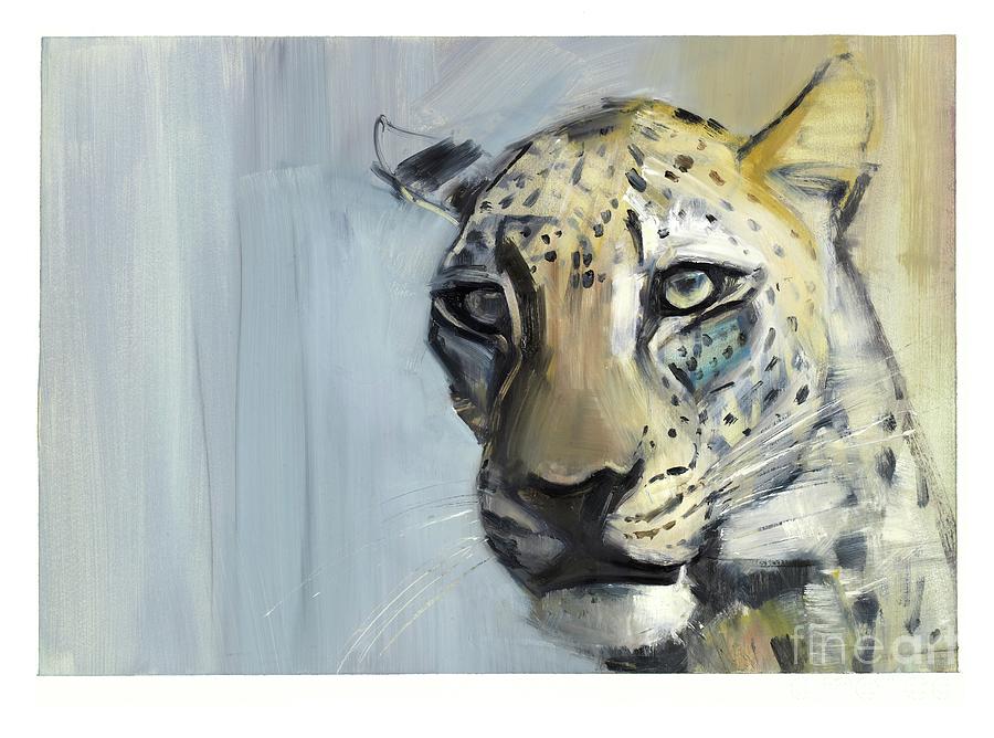 Predator Arabian Leopard, 2009 Oil On Paper Painting by Mark Adlington