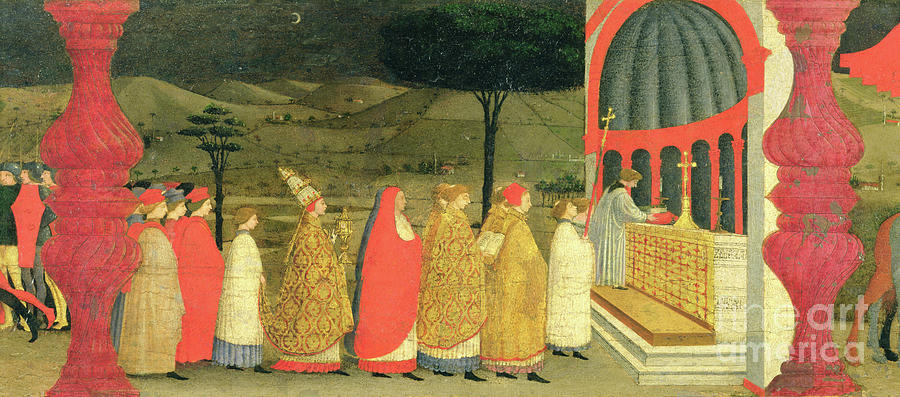 Predella Of The Profanation Of The Host The Pope Returning The Consecrated Host To The Altar Painting by Paolo Uccello