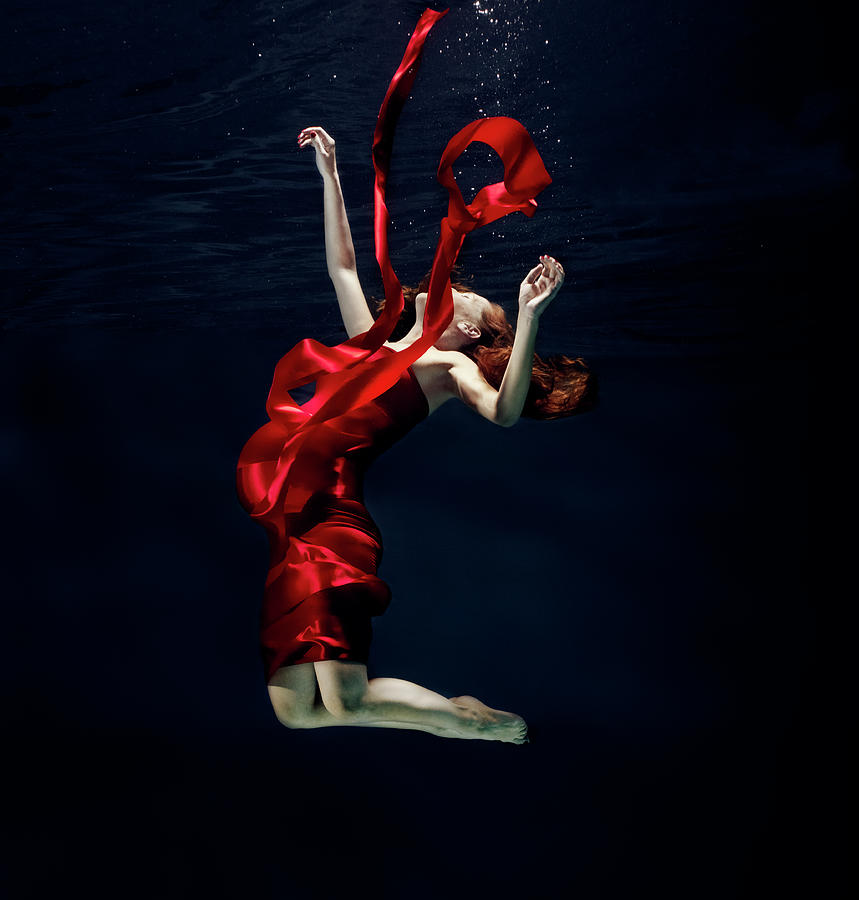 Pregnant Woman Underwater Photograph by Henrik Sorensen