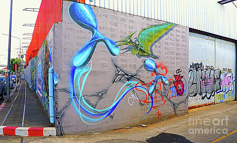 Prehistoric Urban City Graffiti Wall Art Photograph by Ian Gledhill