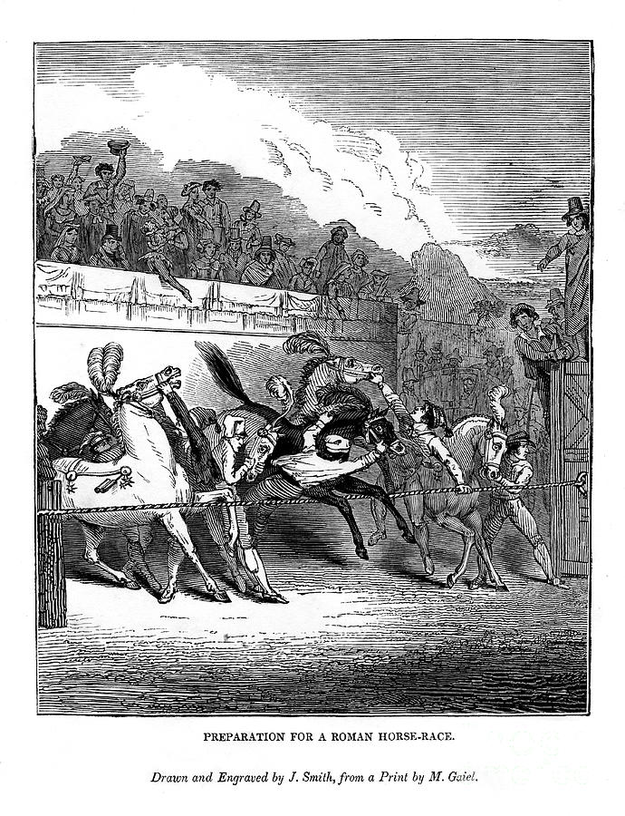 Preparation For A Roman Horse Race Drawing by Print Collector