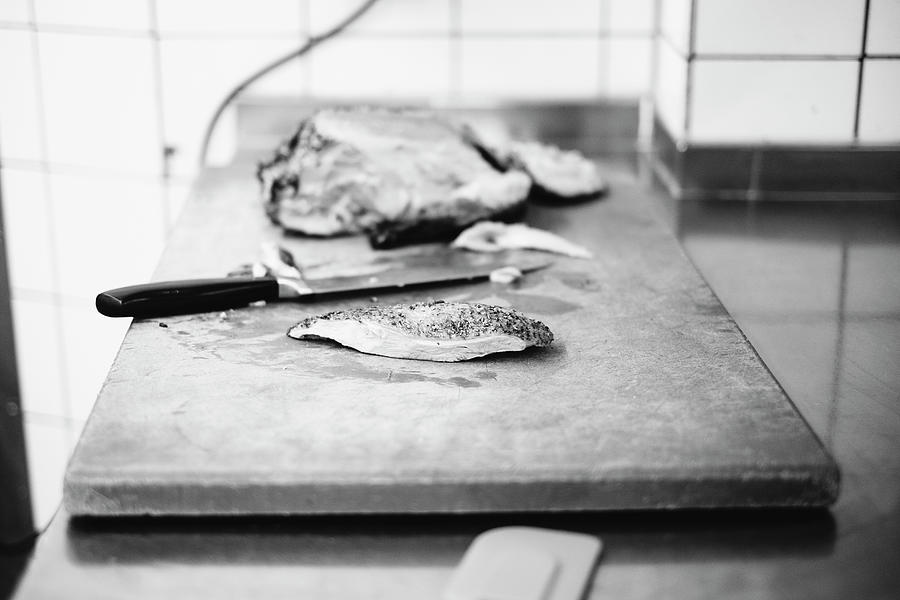 Preparing Challans Duck Breast In A Restaurant Kitchen Photograph by Torri Tre