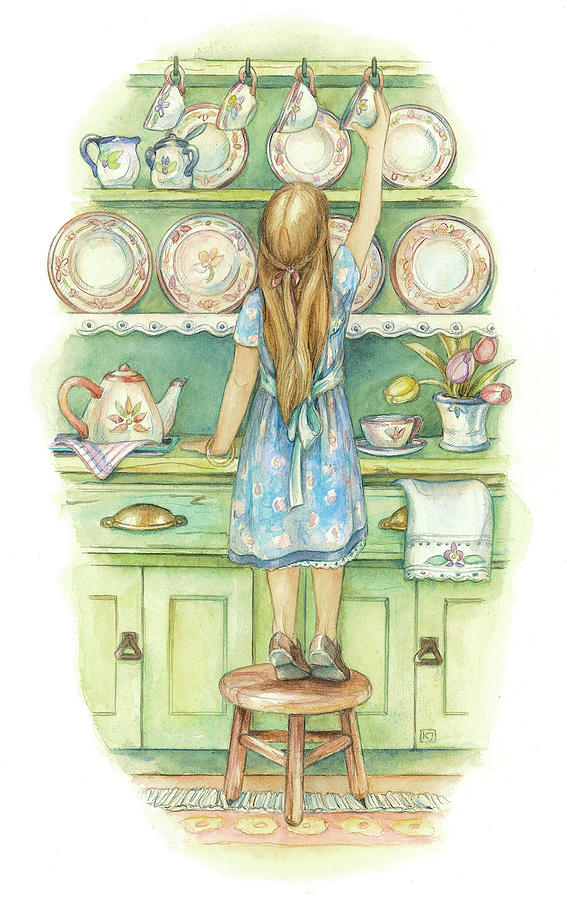 Flower Painting - Preparing For Tea by Kim Jacobs