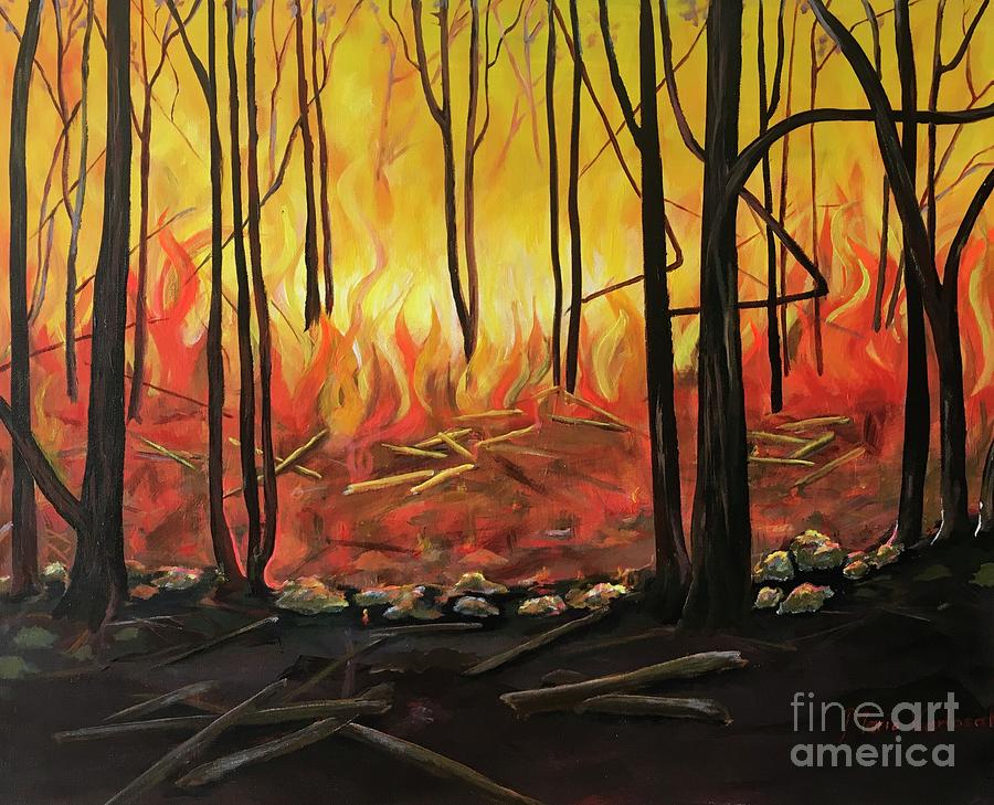 Prescott forest fire Painting by Maria Karlosak