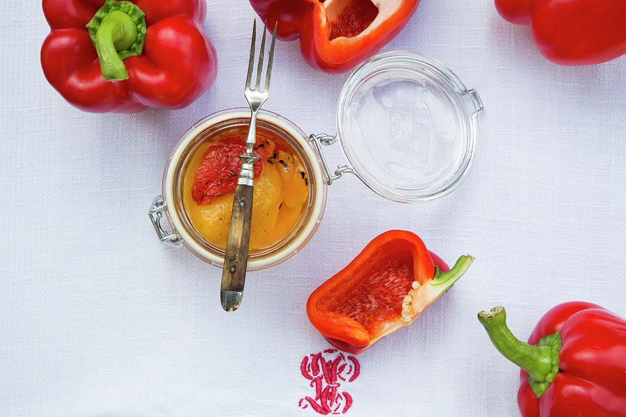 Preserved Peperoni Grigliati chargrilled Peppers, Italy Photograph by Larissa Veronesi