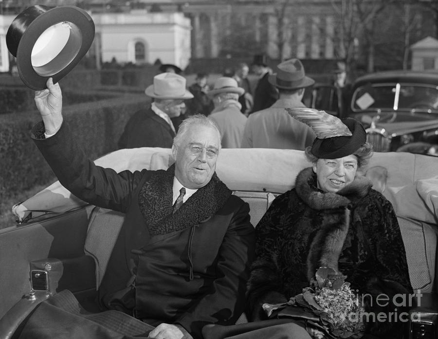 President And Mrs. Roosevelt Riding Photograph by Bettmann