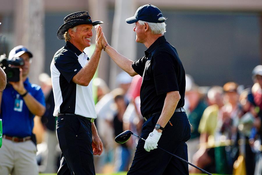 Golf Photograph - President Bill Clinton And Greg Norman Golf by Photo File
