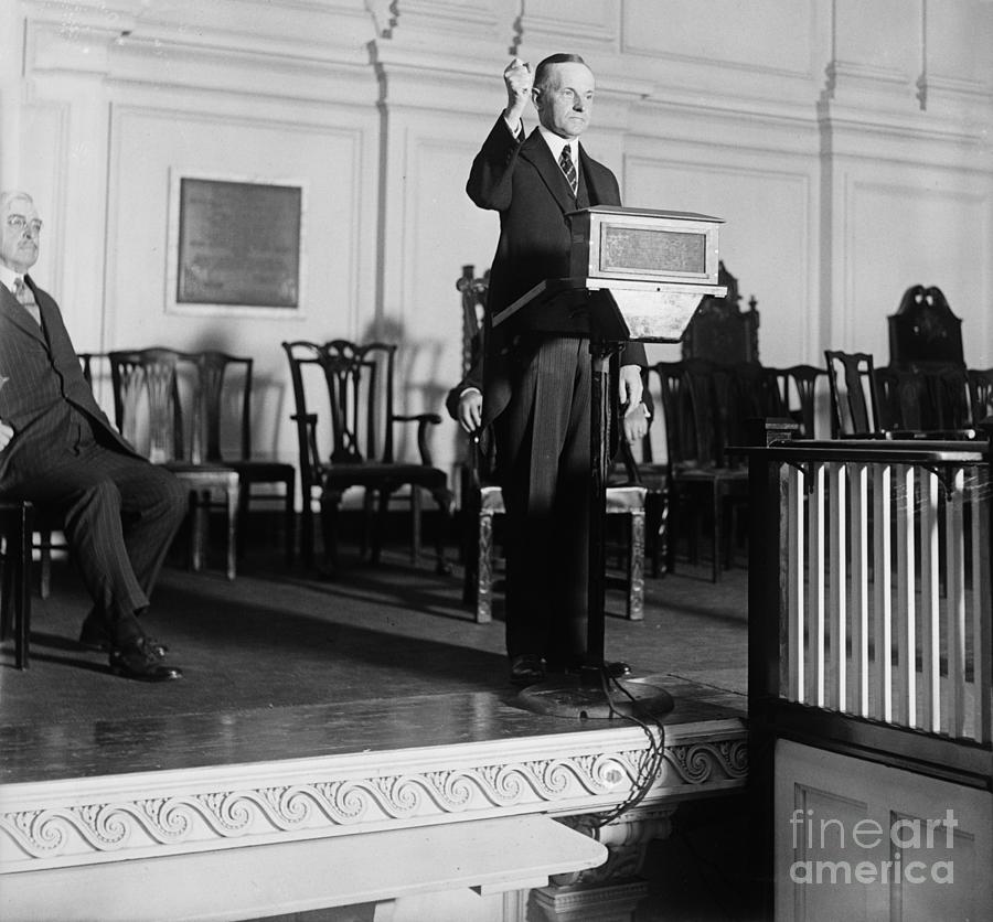 President Coolidge Delivering His Speech Photograph by Bettmann