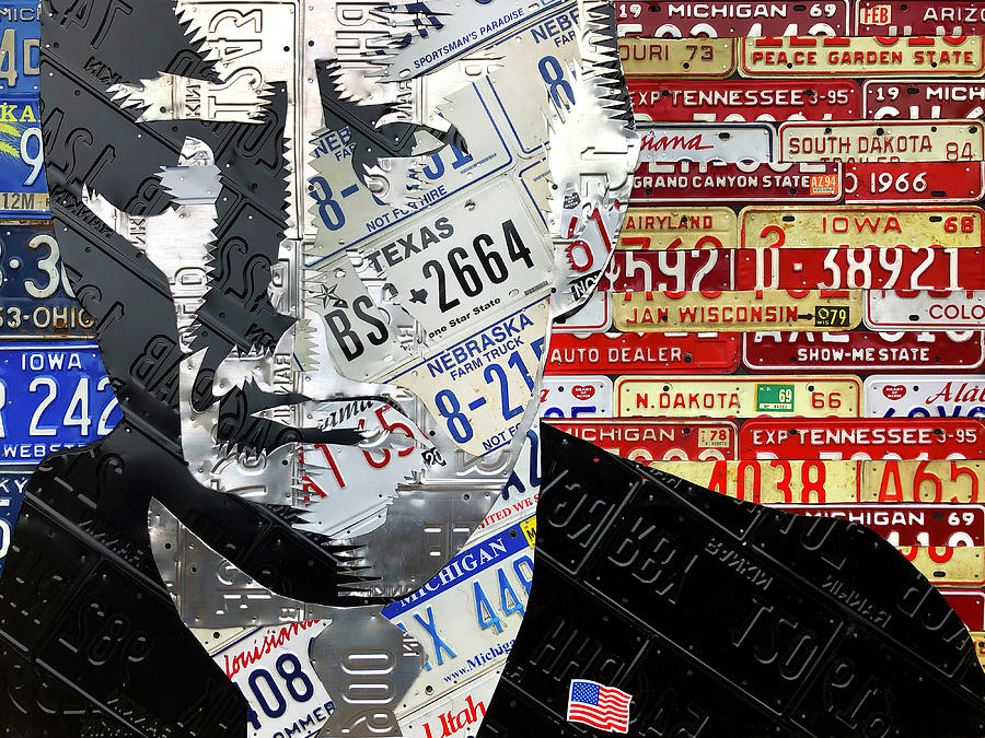 President Donald Trump License Plate Art Recycled Metal Portrait Mixed Media by Design Turnpike