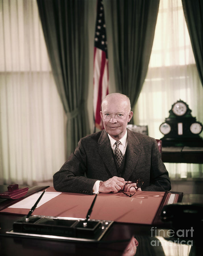 President Eisenhower Sitting At Desk Photograph by Bettmann