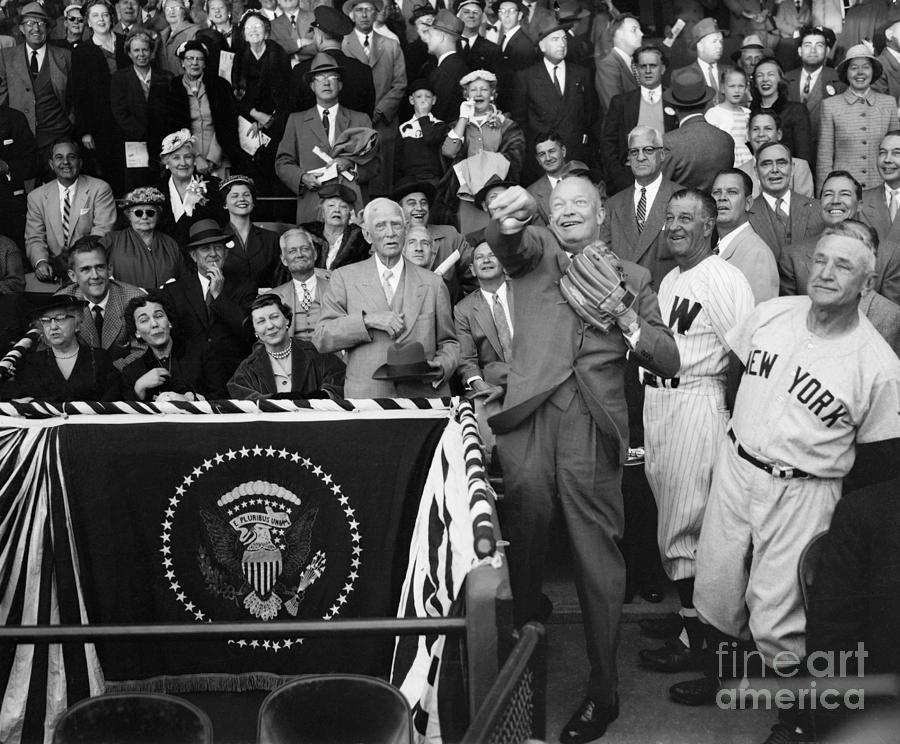 President Eisenhower Throwing Out First Photograph by Bettmann