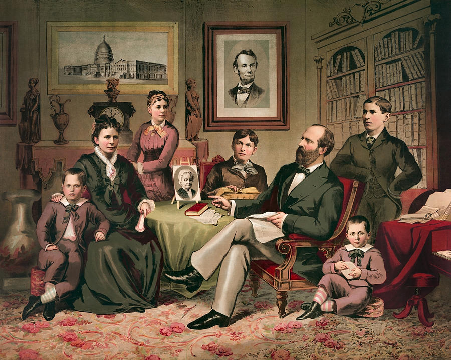 James Garfield Painting - President Garfield and His Family  by War Is Hell Store