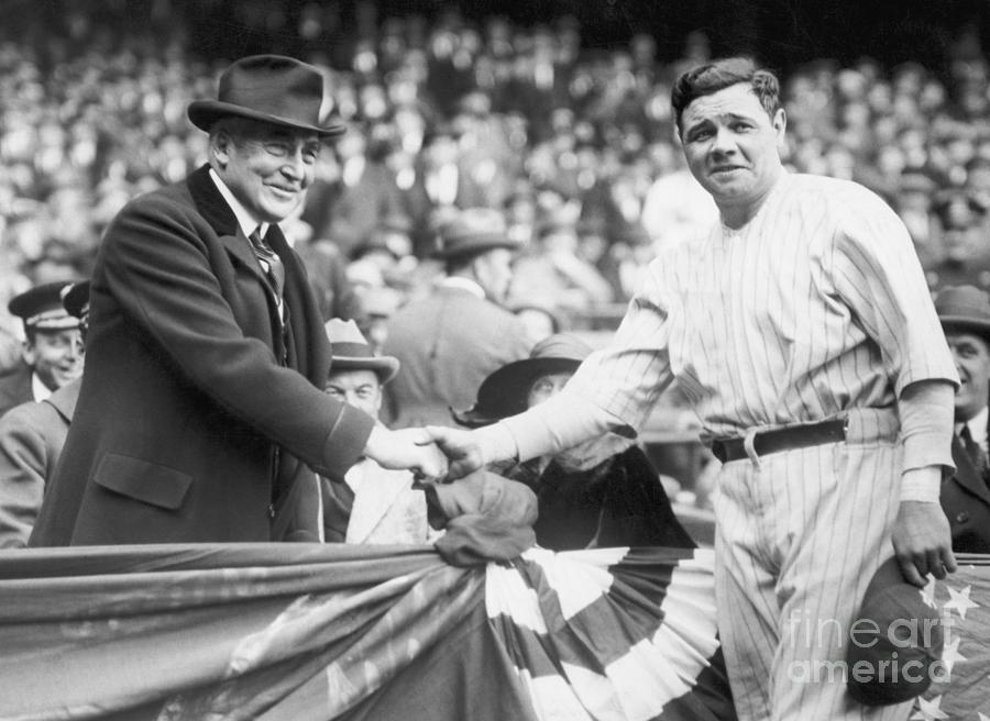 President Harding And Babe Ruth Shaking Photograph by Bettmann