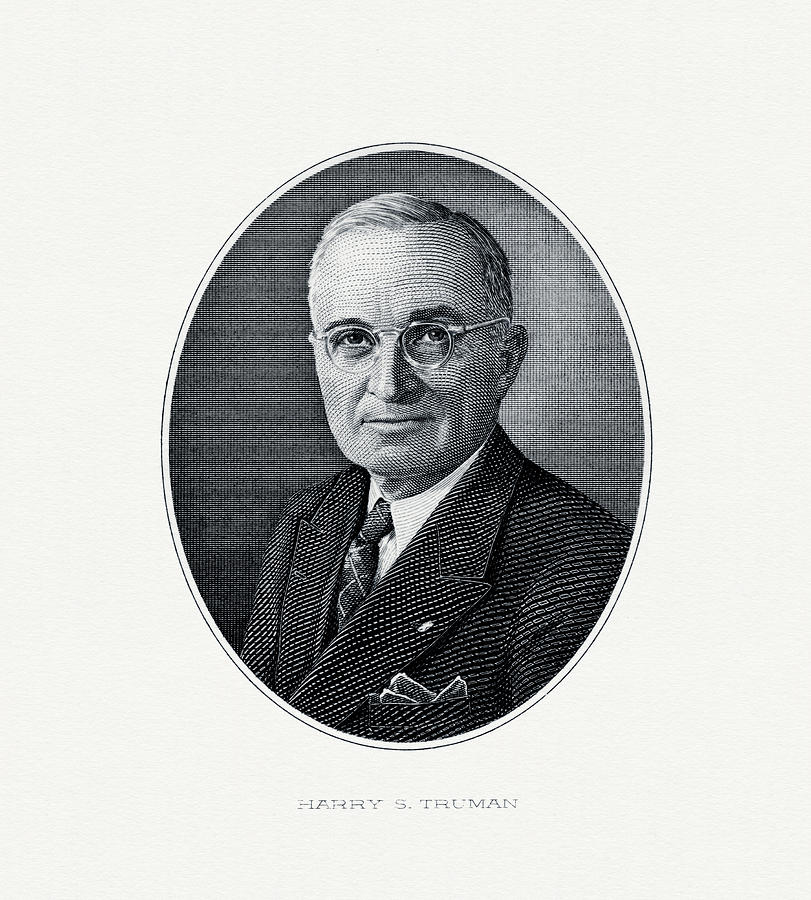 Harry Truman Painting - President Harry S. Truman by The Bureau of Engraving and Printing