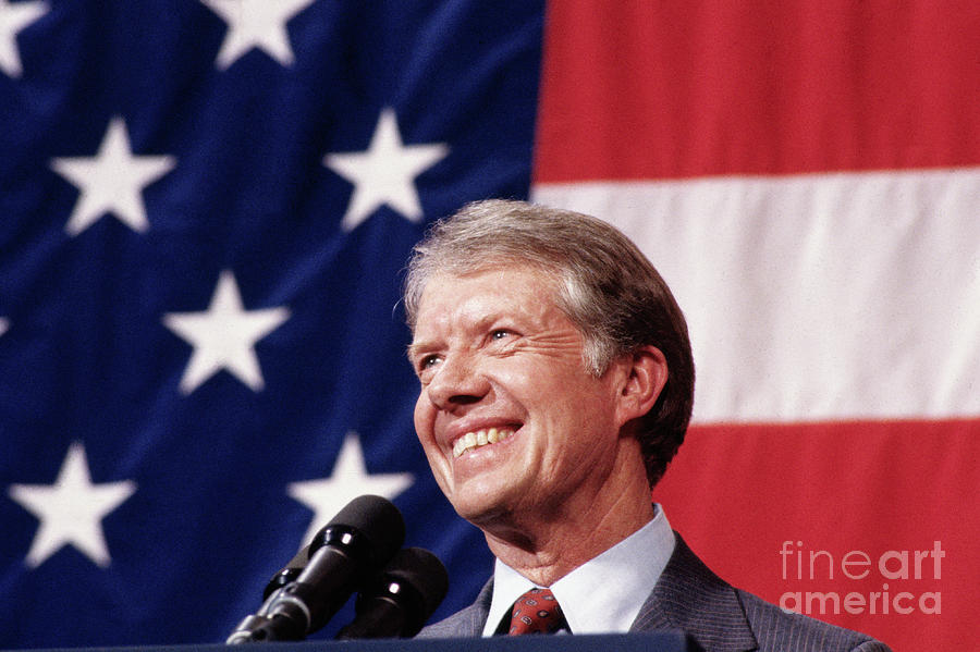President Jimmy Carter At Podium Photograph by Bettmann