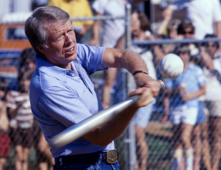 Up Movie Photograph - President Jimmy Carter At Softball by Photo File
