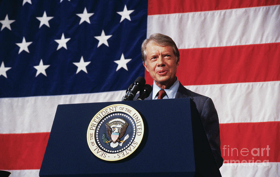 President Jimmy Carter Giving A Speech Photograph by Bettmann