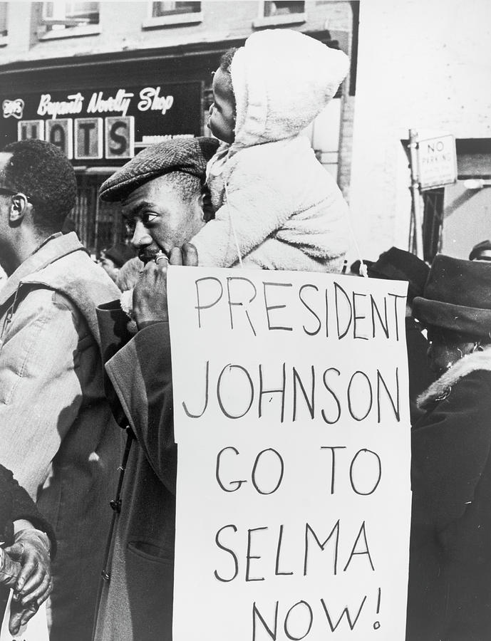 President Johnson go to Selma now! Painting by Unknown