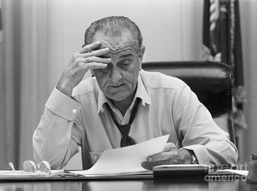 President Johnson Working In White House Photograph by Bettmann