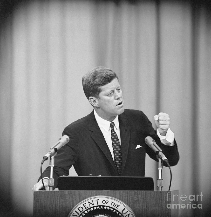 President Kennedy During News Conference Photograph by Bettmann