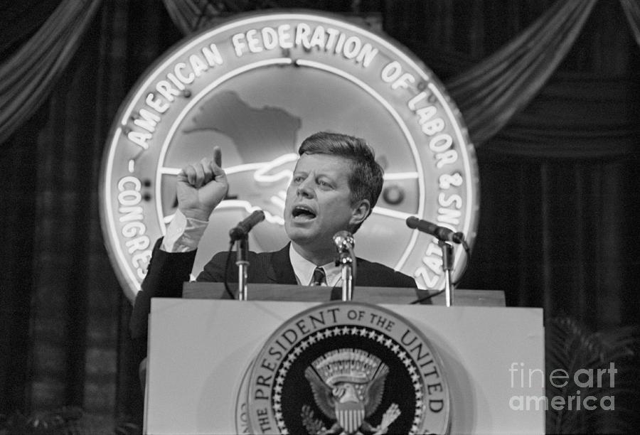 President Kennedy Speaking At Afl-cio Photograph by Bettmann
