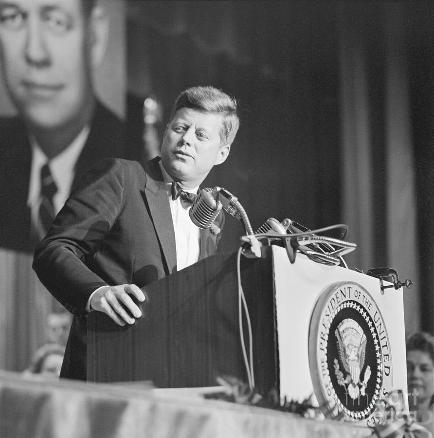 President Kennedy Speaking In Miami Photograph by Bettmann
