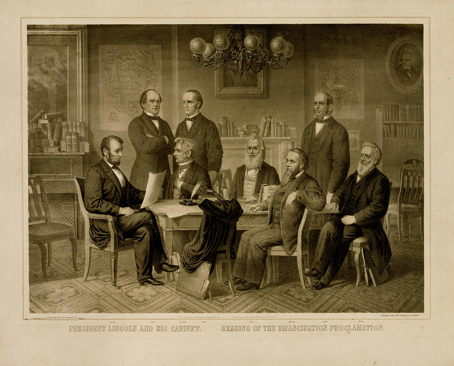 Negroes Painting - President Lincoln and his cabinet. Reading of the emancipation proclamation by Unknown