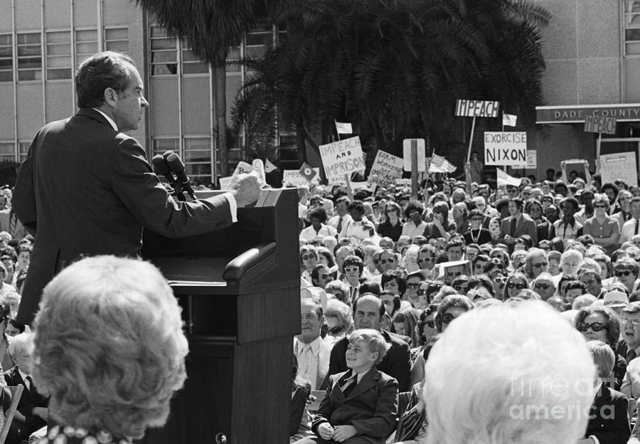 President Nixon Addressing A Gathering Photograph by Bettmann