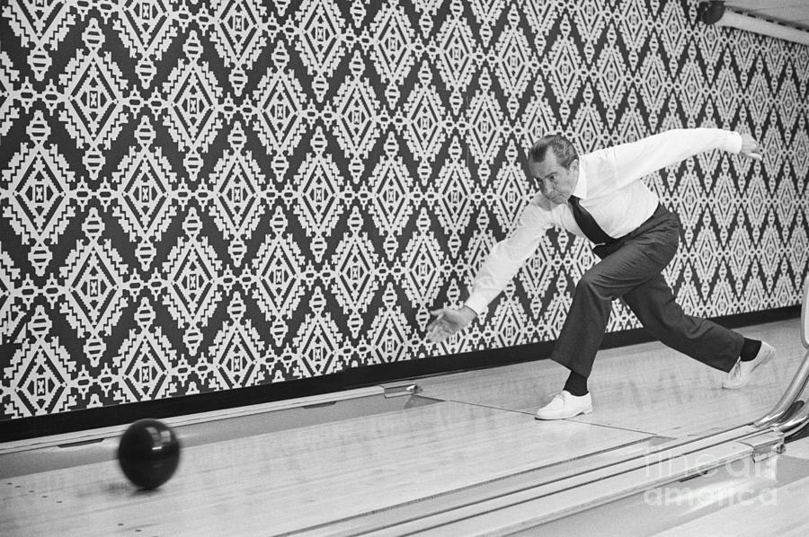 President Nixon Bowling In White House Photograph by Bettmann