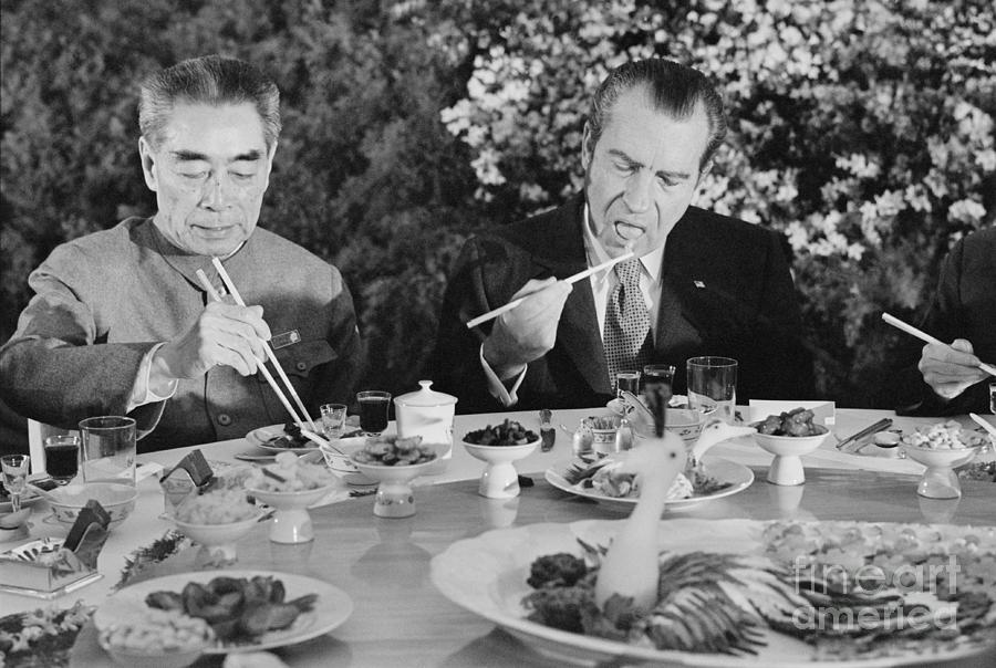 President Nixon Eating With Chopsticks Photograph by Bettmann